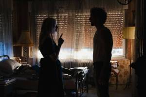 Katarina Čas and Klemen Slakonja on set of Mary's Resurrection by Vojko Anzeljc 