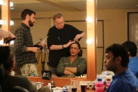 Shahrukh  Khan with director Maneesh Sharma and makeup artist Greg Cannom