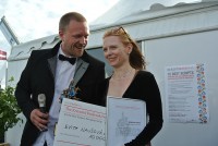 Evita Nau&scaron;ov&aacute; and Viktor Tau&scaron;, authors of the winner's project