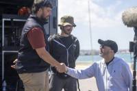 Malta Film Commissioner Johann Grech on set with the crew of &lsquo;Secret Service&rsquo;, offering support during production